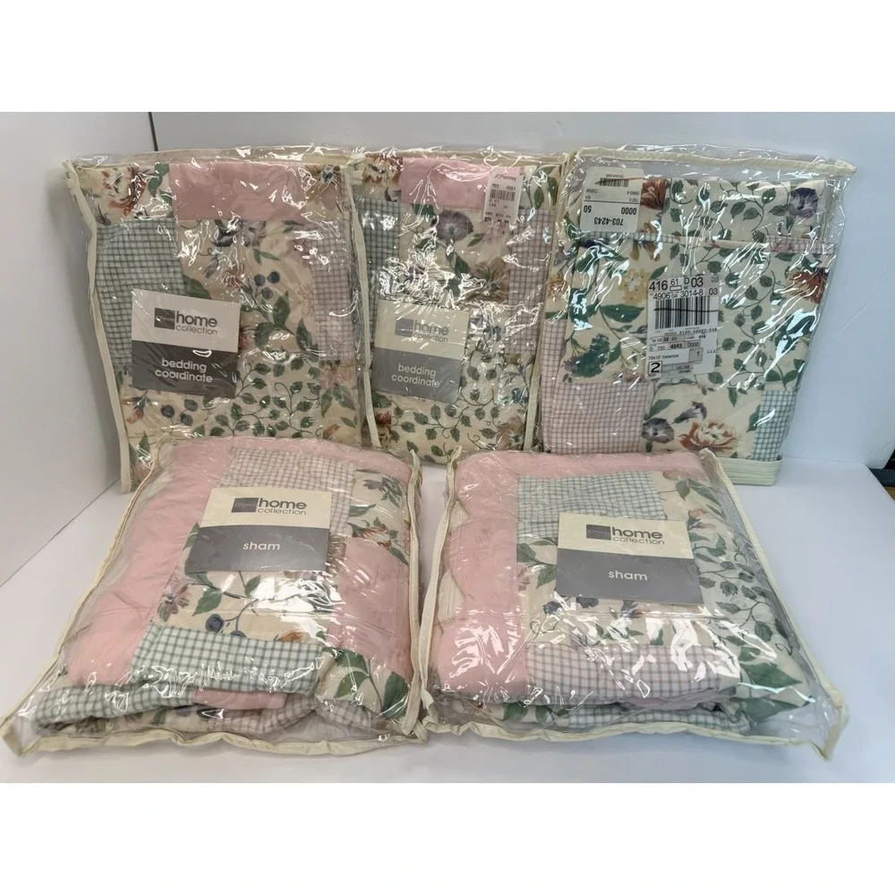 Jc Penney Valance 70x12 Standard Sham Set Quilted Matching Floral Pink Vintage